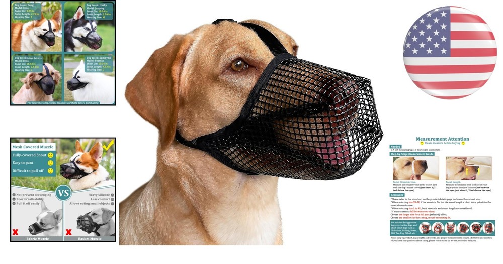 Lightweight Mesh Dog Muzzle for Medium-Sized Dogs - Perfect for Socialization