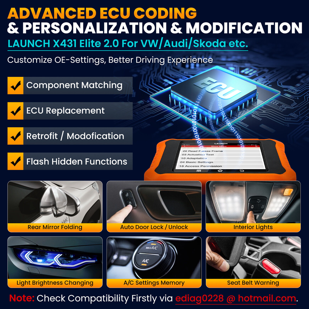 LAUNCH Creader Elite 2.0 for GM Diagnostic Tool Scanner Key Coding Active Test