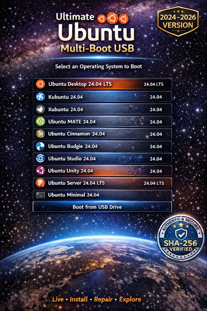 Ubuntu Multi-Boot USB – Top 10 Ubuntu Distros | Ultimate Linux Bootable USB 24.4