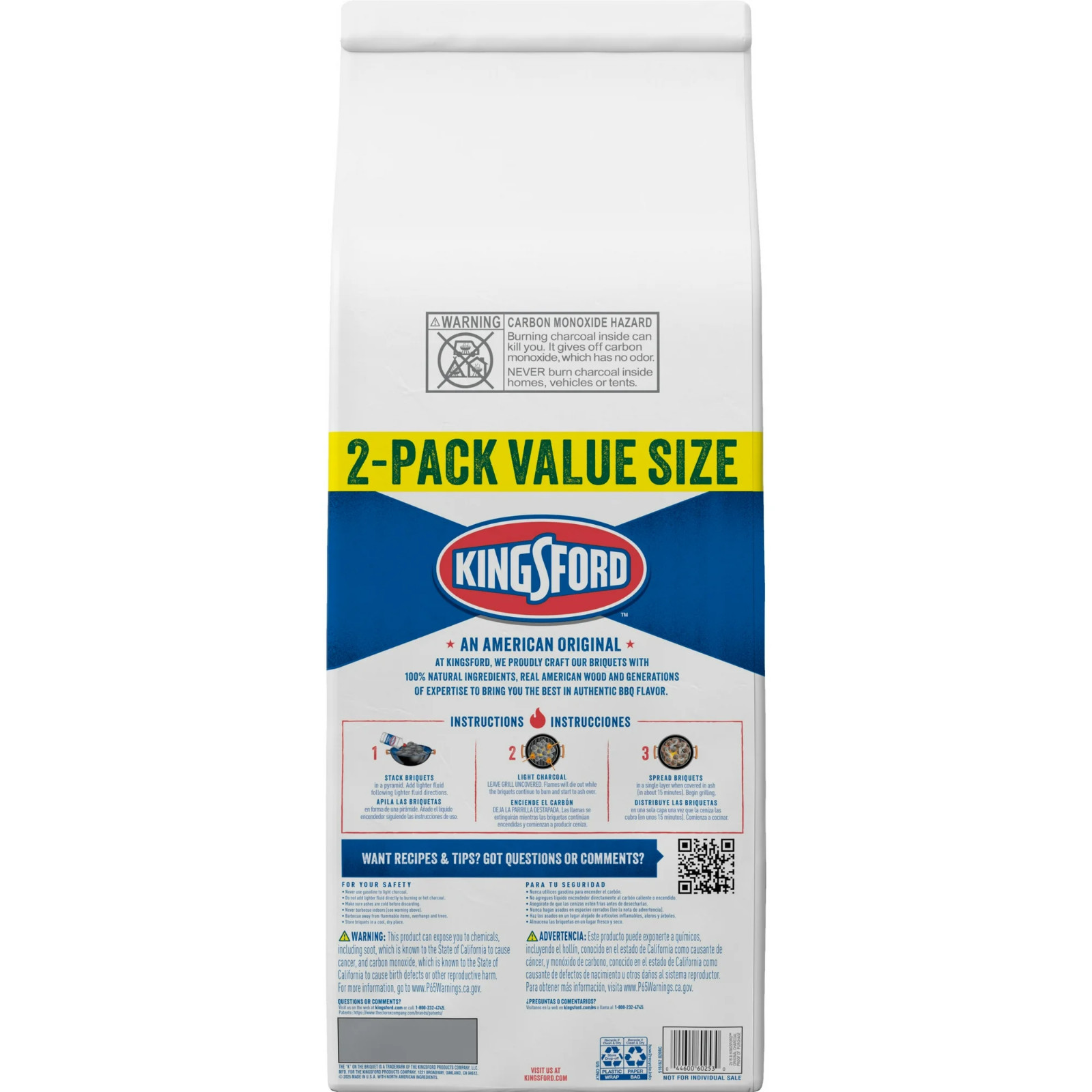 Kingsford Original Charcoal Briquettes 16 lb 2 Pack Long Burning Fuel, No Fees