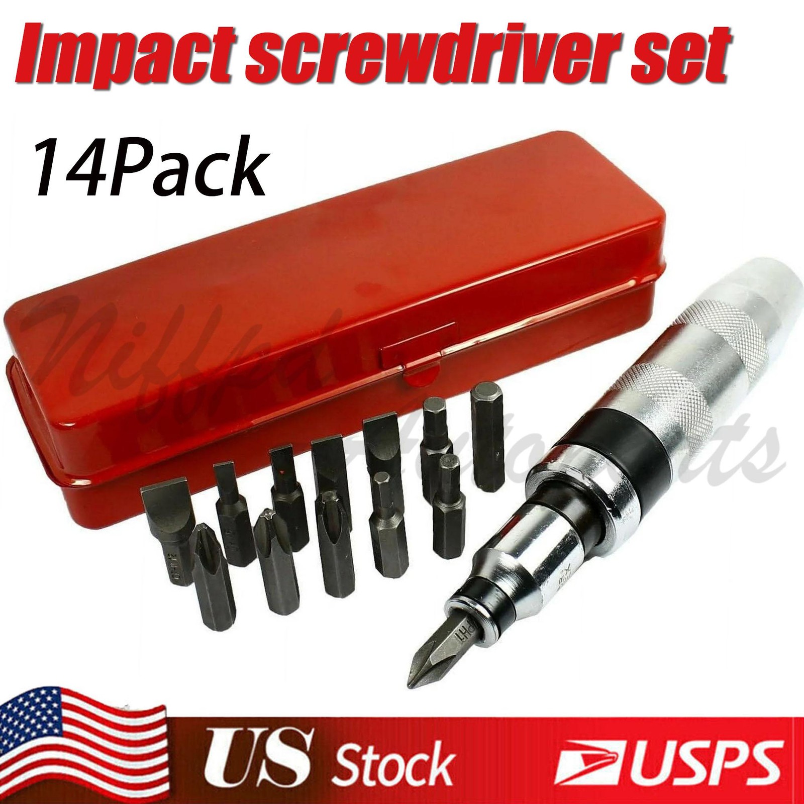 Heavy Duty Impact Driver Set 14Pcs 1/2" Drive Screw Remover Tightener Reversible