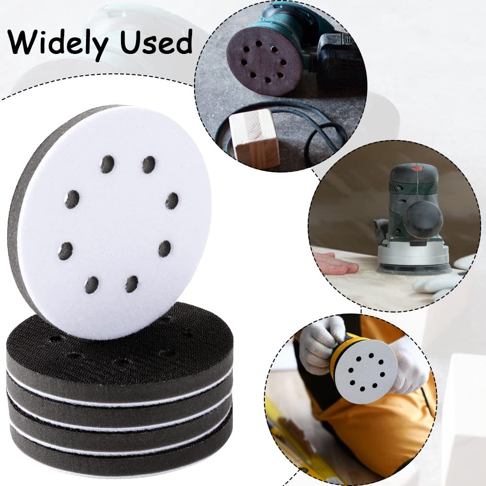5 Pack 5 Inch Soft Sponge Interface Pad for Sanding Pad Hook&Loop Sanding Discs