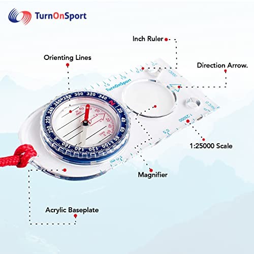 Orienteering Compass - Hiking Backpacking Compass | Advanced Scout Compass