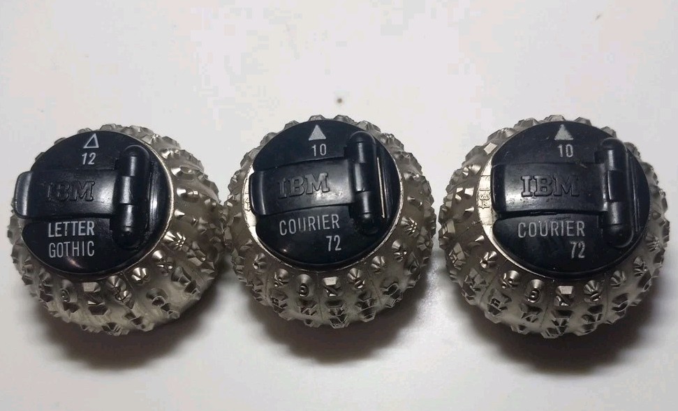 Set 3 IBM Font Ball Selectric Typewriter Script Courier 72