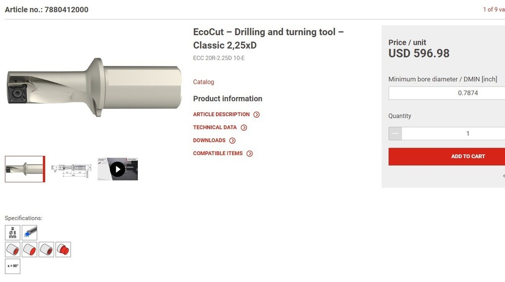 CERATIZIT ECOCUT Multi-function tools ECC 20R-2.25D 10-E Inch size NEW 1 pcs.