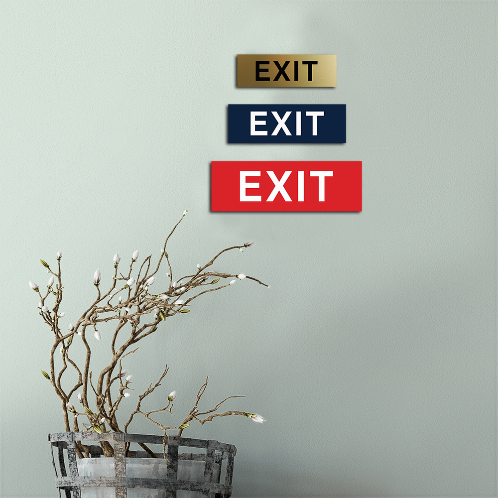 Basic EXIT Door / Wall Sign - Black / Gold - Medium