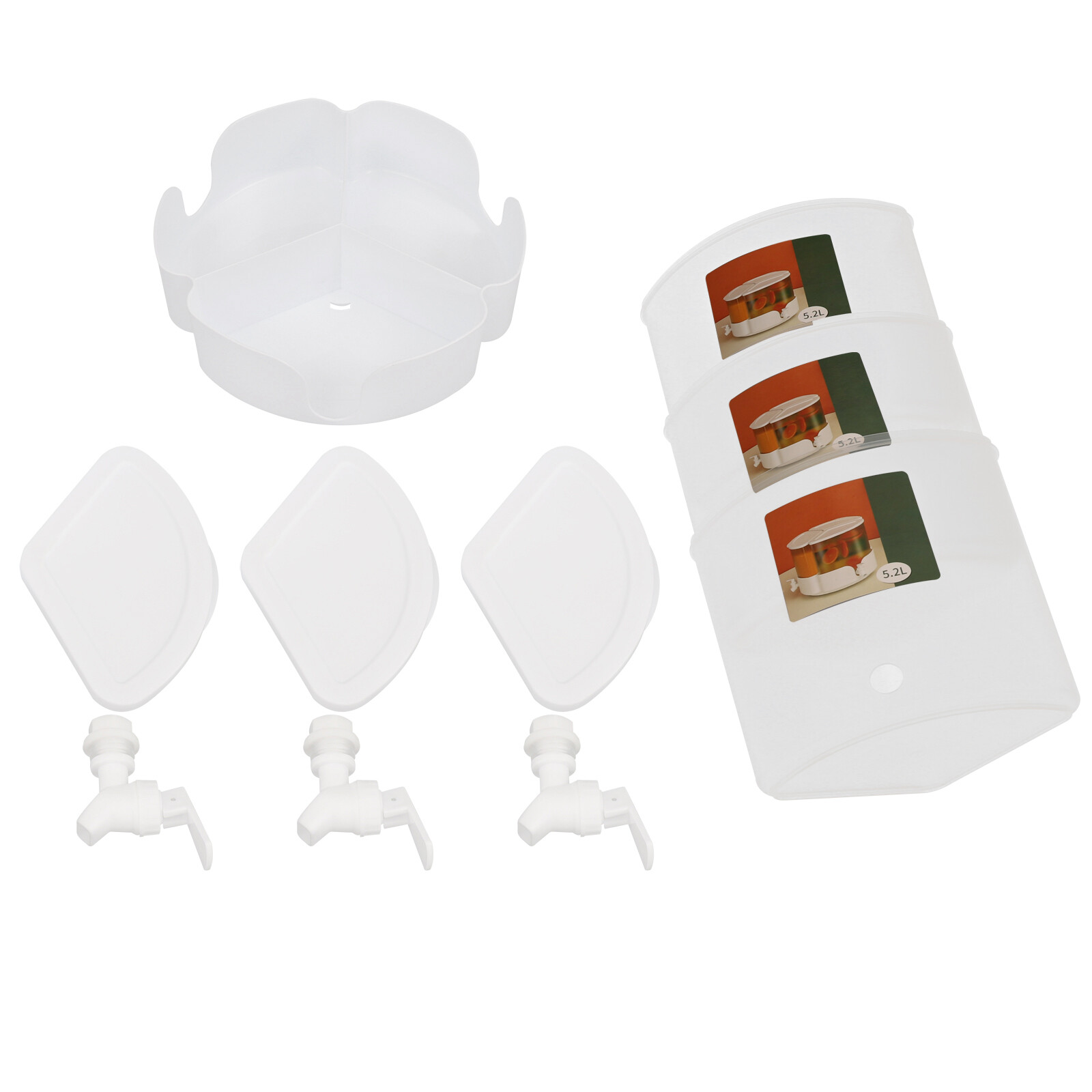 5.2L Juice/Drink Dispenser 3-in-1 Beverage Dispenser W/ 3* Faucet, 360° Rotation