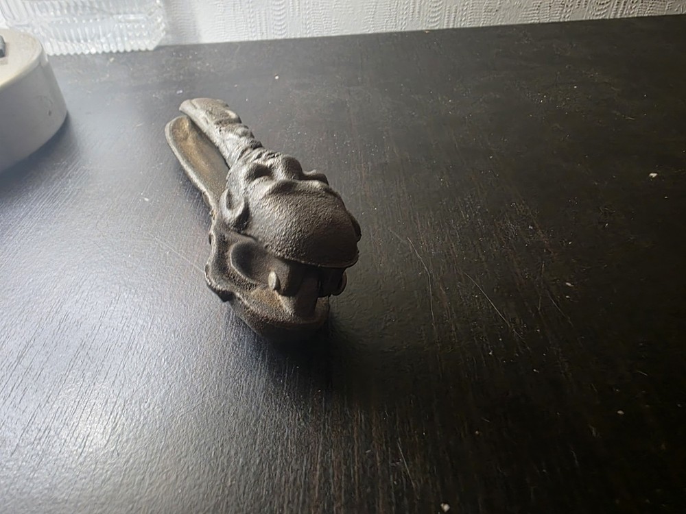 **Vintage Antique 1900s Belgian Solid Brass Nutcracker Bald Man Grotesque Face**