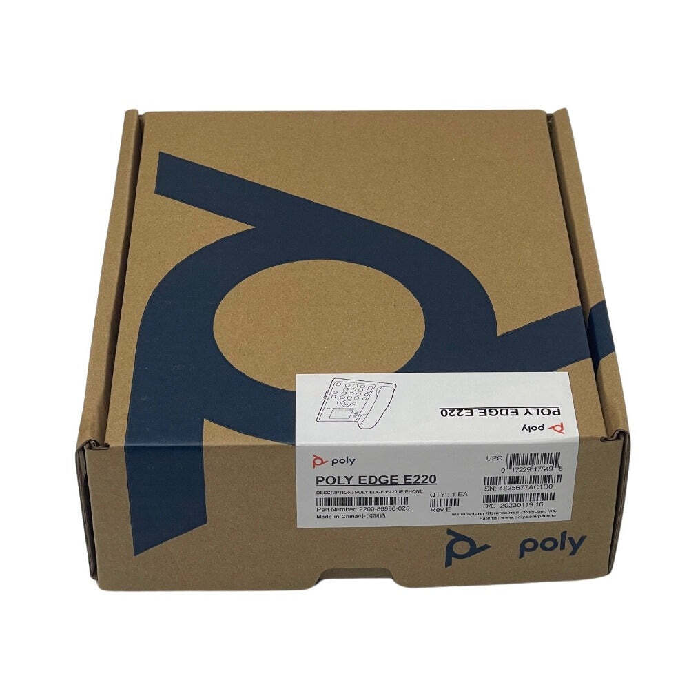 Poly Edge E220 IP Phone (2200-86990-025, 82M87AA) - New w/1-Year Warranty