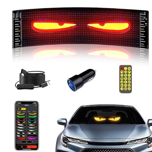 LED Sign for Car – Flexible Devil Eyes Light for Windshield, LED Digital Panel