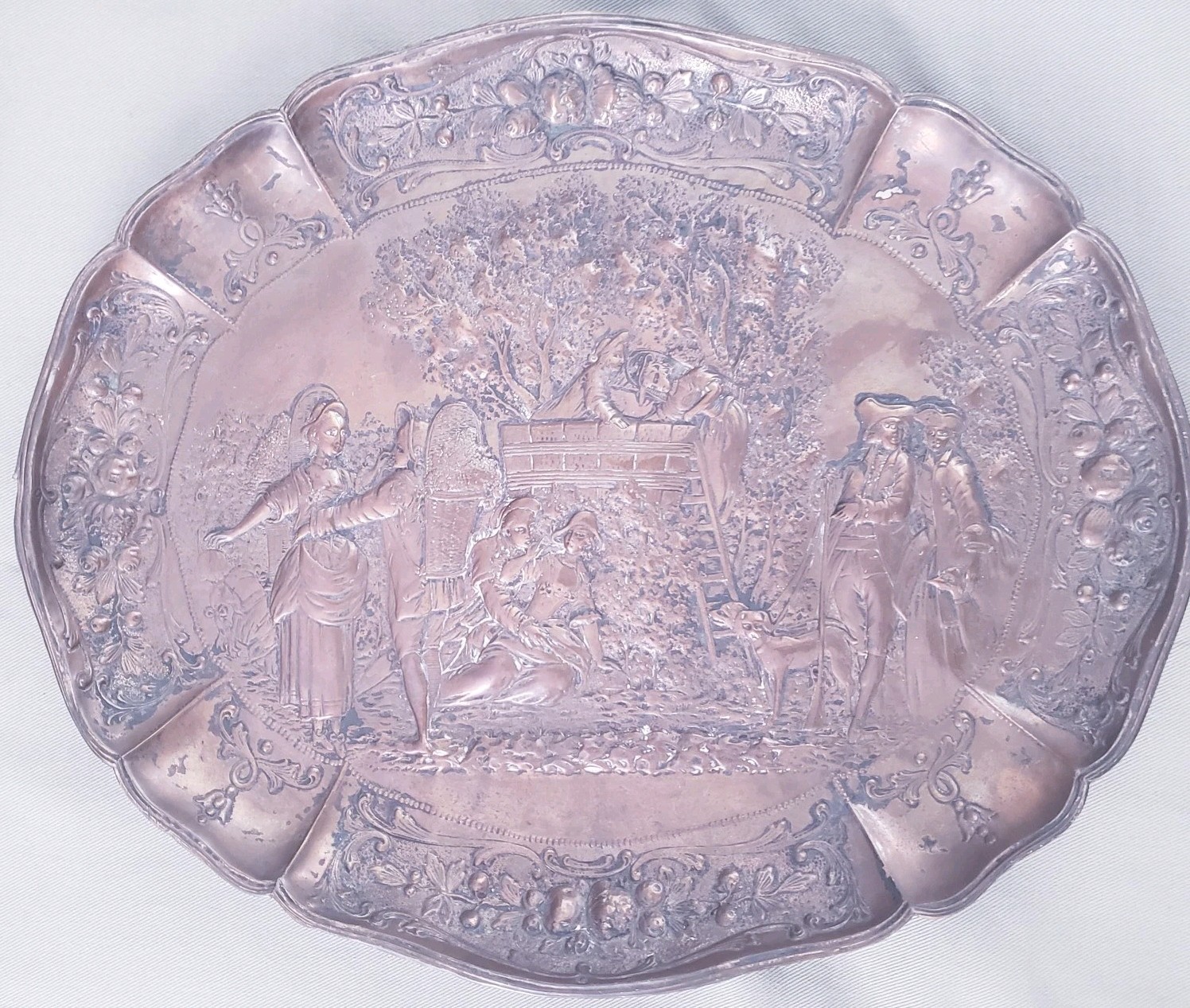 Large Antique Embossed Copper Wall Art