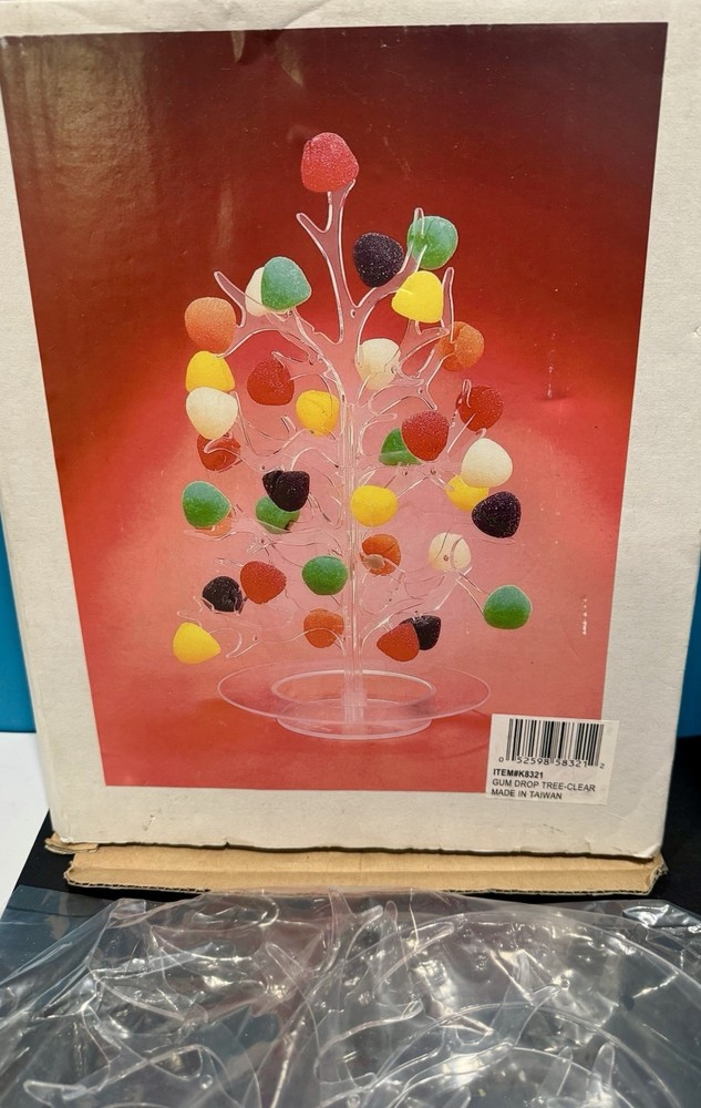 PLASTIC 2 PIECE TREE GUMDROPS, ORNAMENTS, MONEY, MANY USES TREE MEASURES 12"