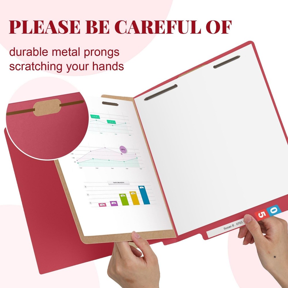 24 Pack Large Classification Folders, 1 Divider Pressboard File Folder with F...