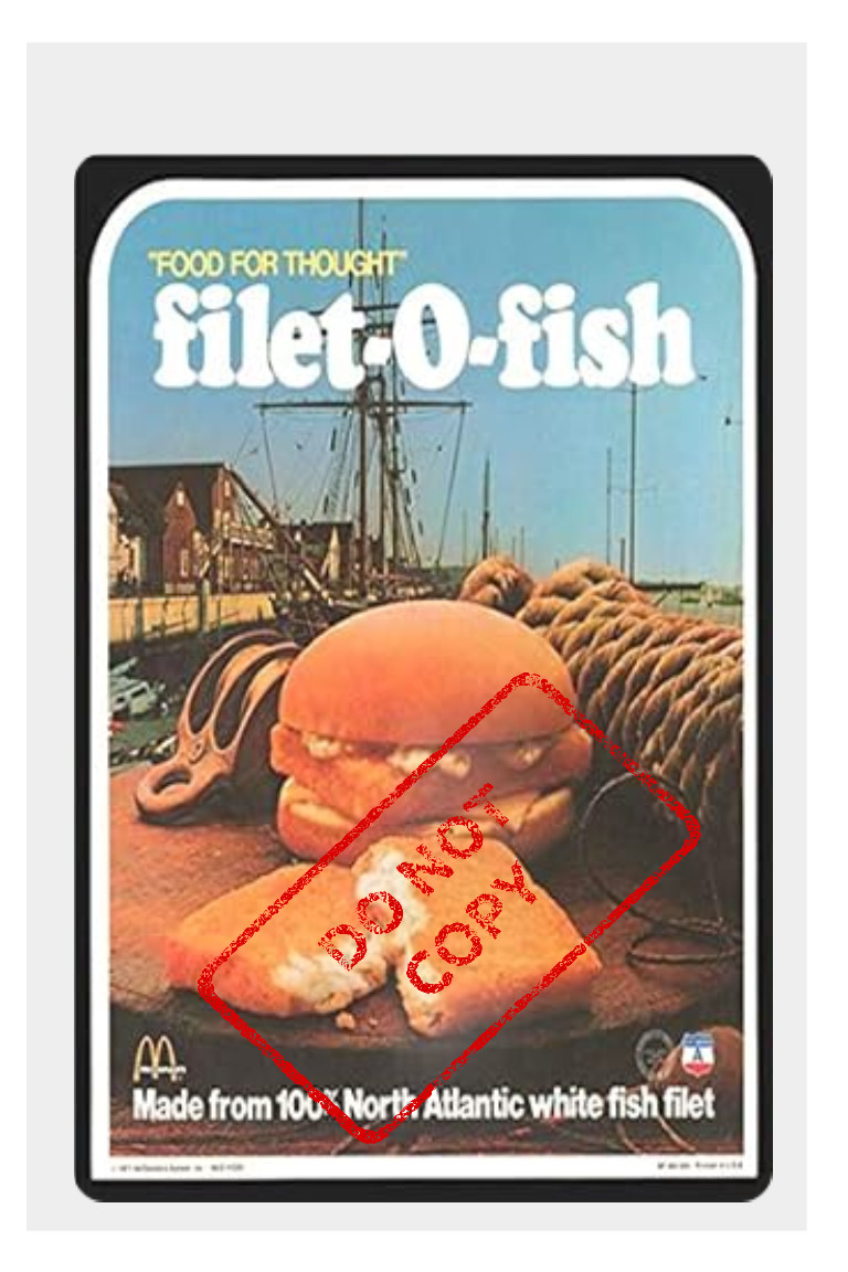 Classic McDONALD'S Filet-O-Fish SANDWICH Retro Ad 8x12 Aluminum Metal Sign