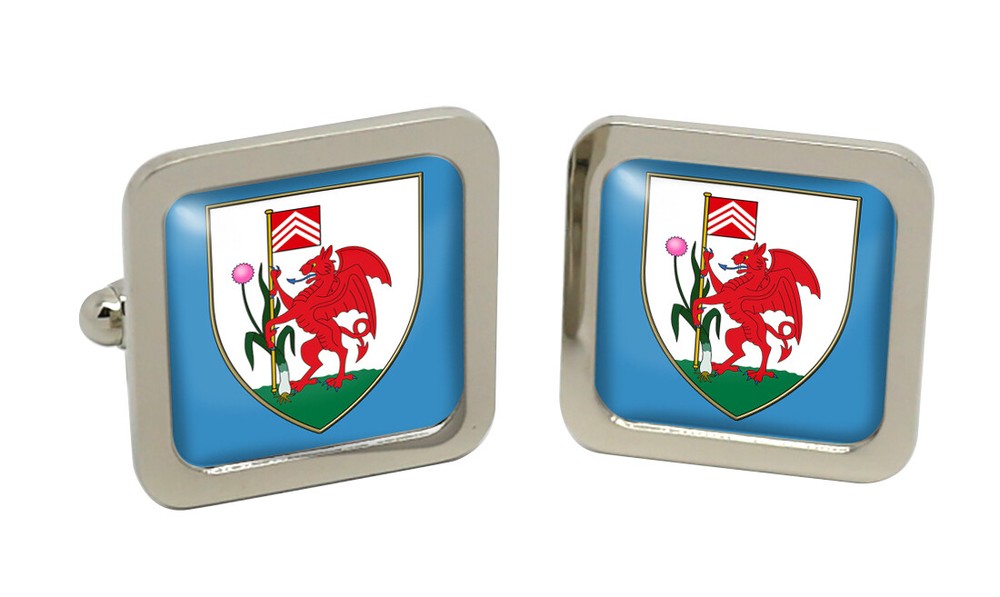 Cardiff (Wales) Square Cufflink in Chrome Box