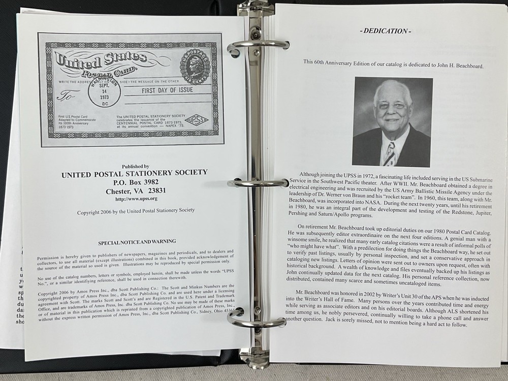 UPSS 2005 United States Postal Card Catalog - Binder