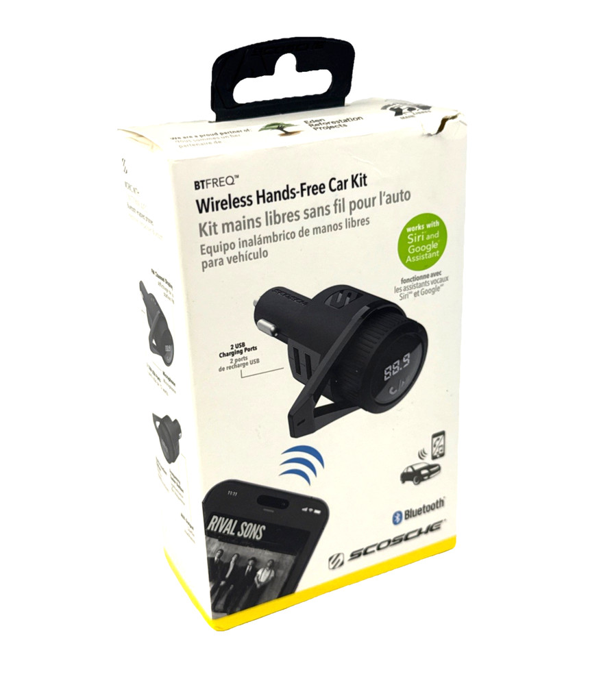 Scosche Wireless HandFree Bluetooth FM Transmitter 2.4A/12W 2-Port USB-A - Black