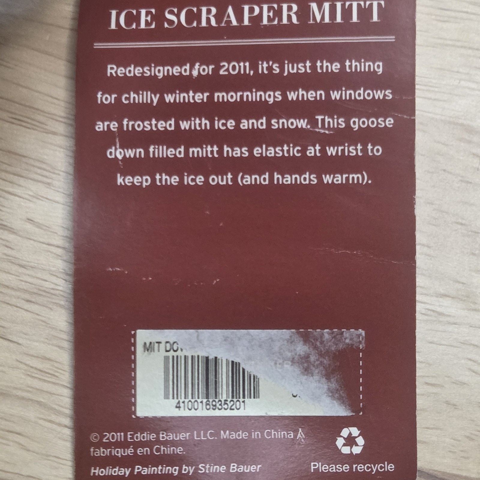 Vintage Eddie Bauer Goose Down Fitted Ice Scraper Mitt (Purple Snowflake Design)