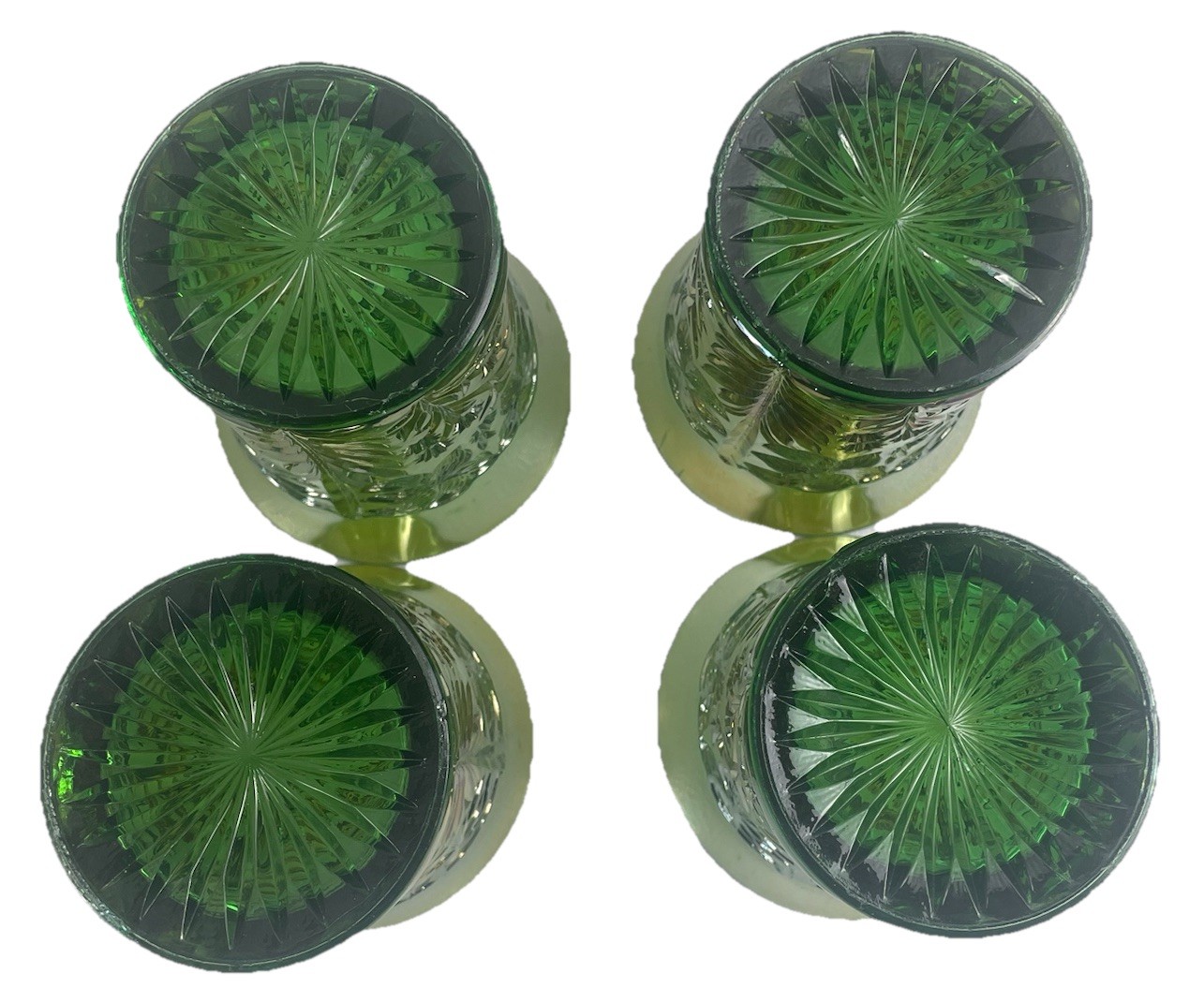 RARE IMPERIAL GREEN CARNIVAL GLASS TIGER LILY PATTERN 5 PC WATER SET