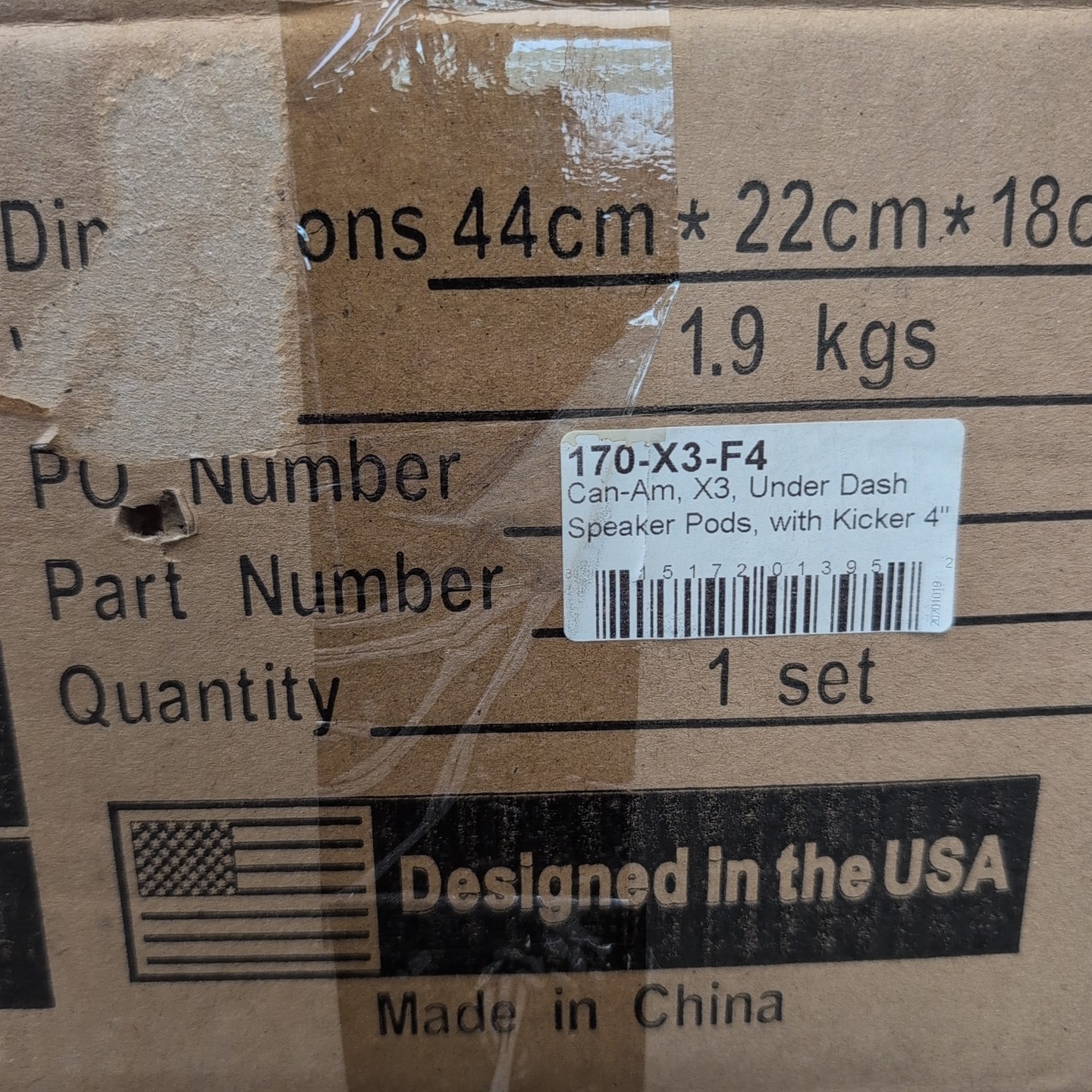 SSV Works Dash 4" Speaker SET Kicker 60W- Can-Am Maverick X3-F4 - FREE SHIP!