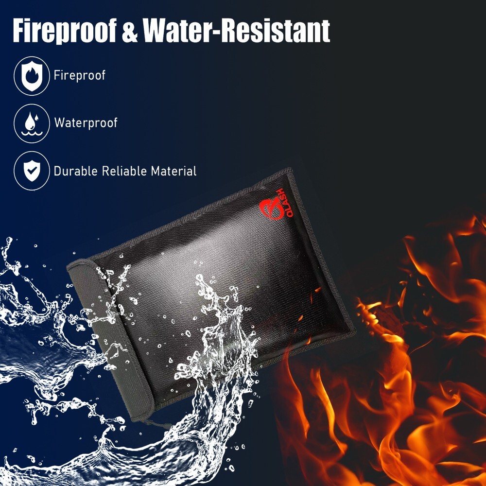 Fireproof Document Bag 15”x 11” X-Large Upgrade Money Bag Fire Safe Storage NEW
