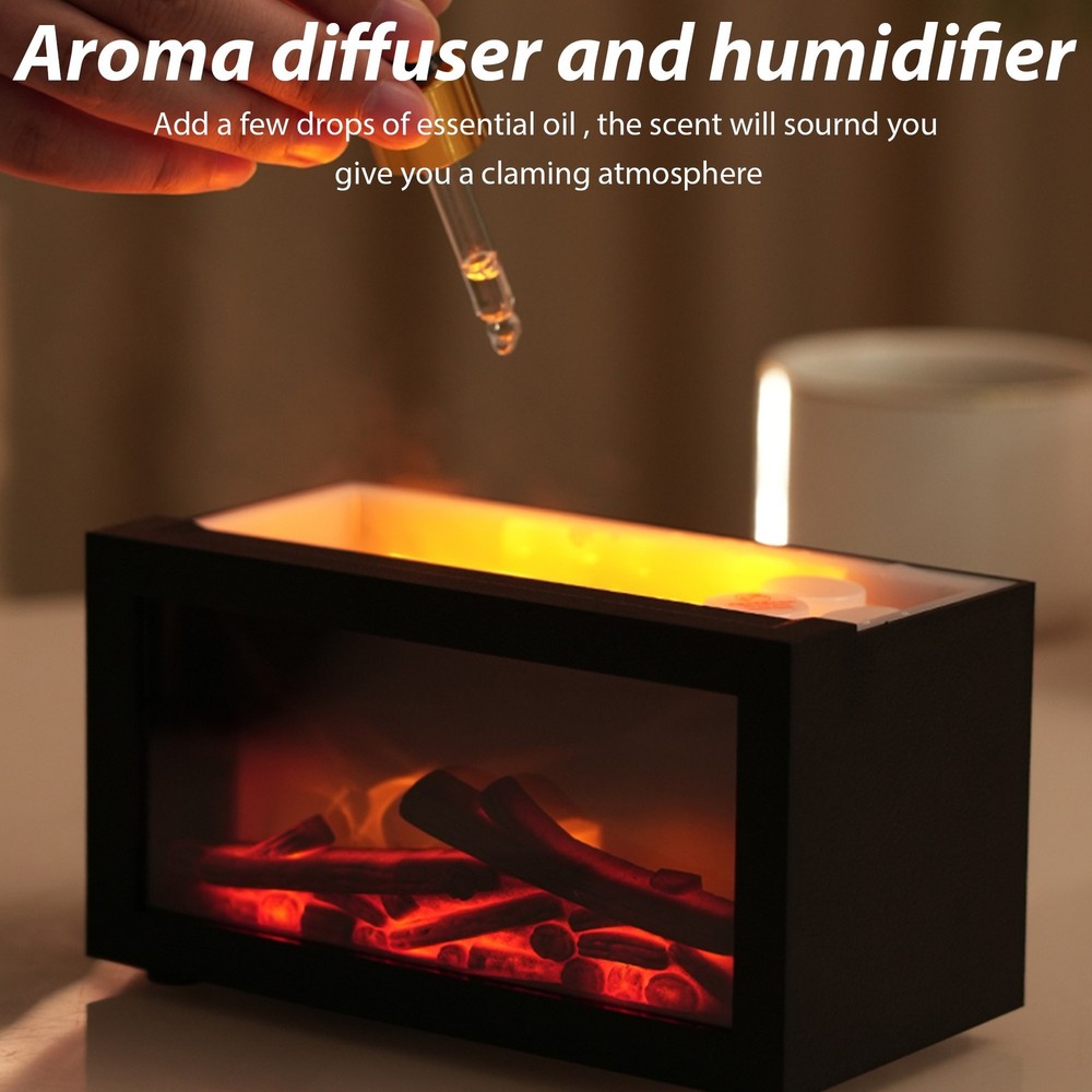 3D Fireplace Essential Oil Diffuser & Humidifier Multi-Color Mood Lighting