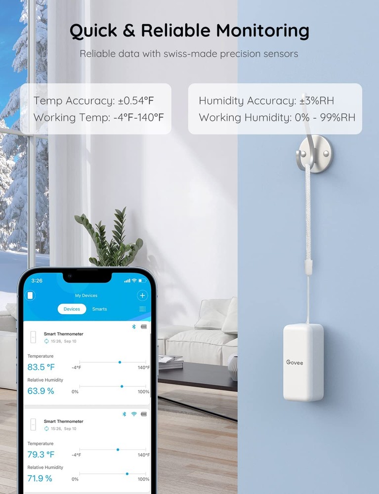WiFi Hygrometer Thermometer Sensor 3 Pack, Indoor Wireless Smart Temperature