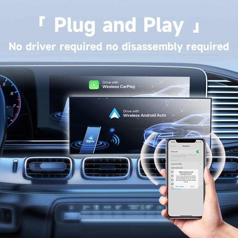 USB Wireless CarPlay Adapter For Apple iPhone Wireless Android Auto Dongle 5G/US