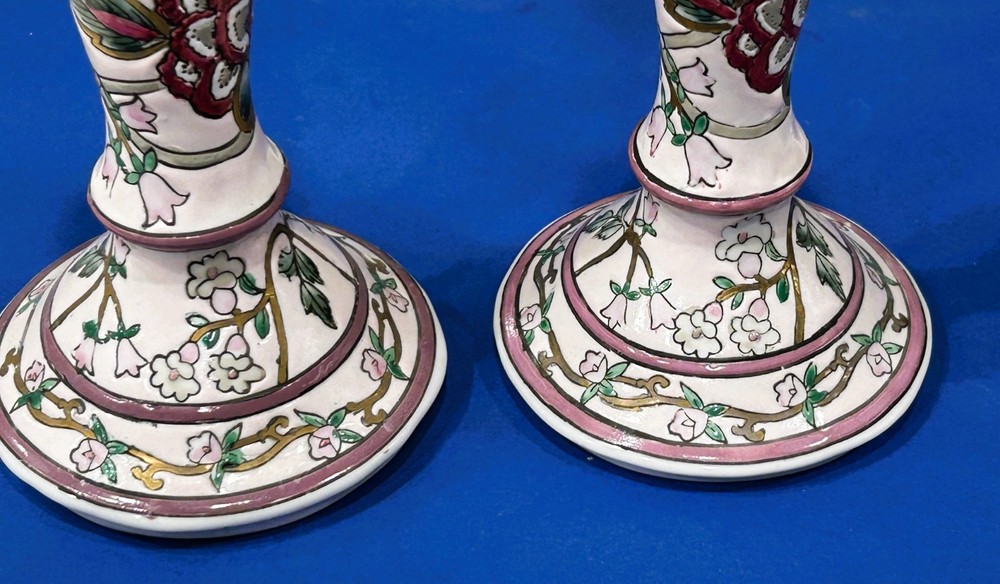 Candlestick Holders Porcelain Embossed 7"