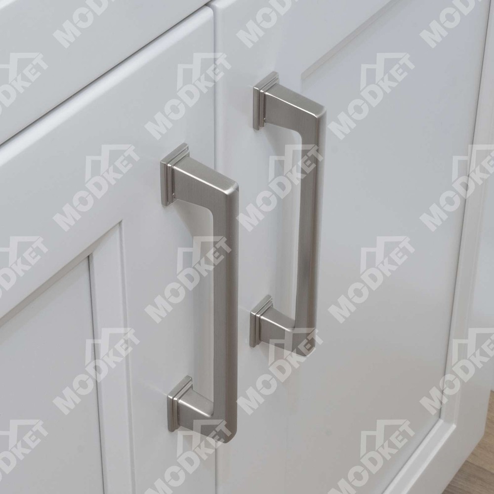 Solid Brushed Nickel Square Cabinet Pulls Knobs Handles Kitchen Bathroom Drawer