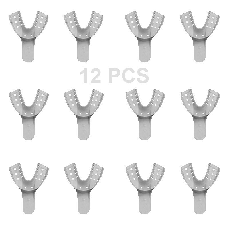 #6 Disposable Small Perforated Lower Full-Arch Plastic Impression Tray 12 Pcs