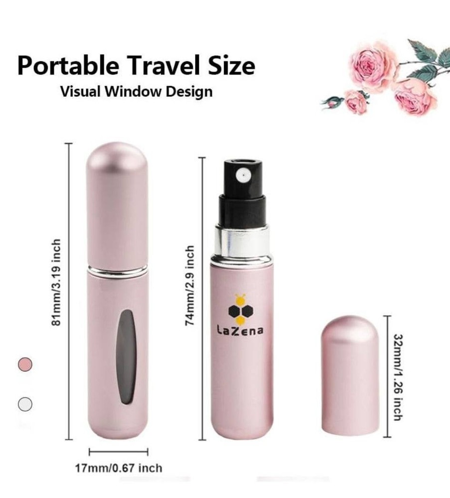 2 Pcs Atomizer Refillable Perfume Bottle,Travel Size 5ml Capacity (PINK/SILVER)