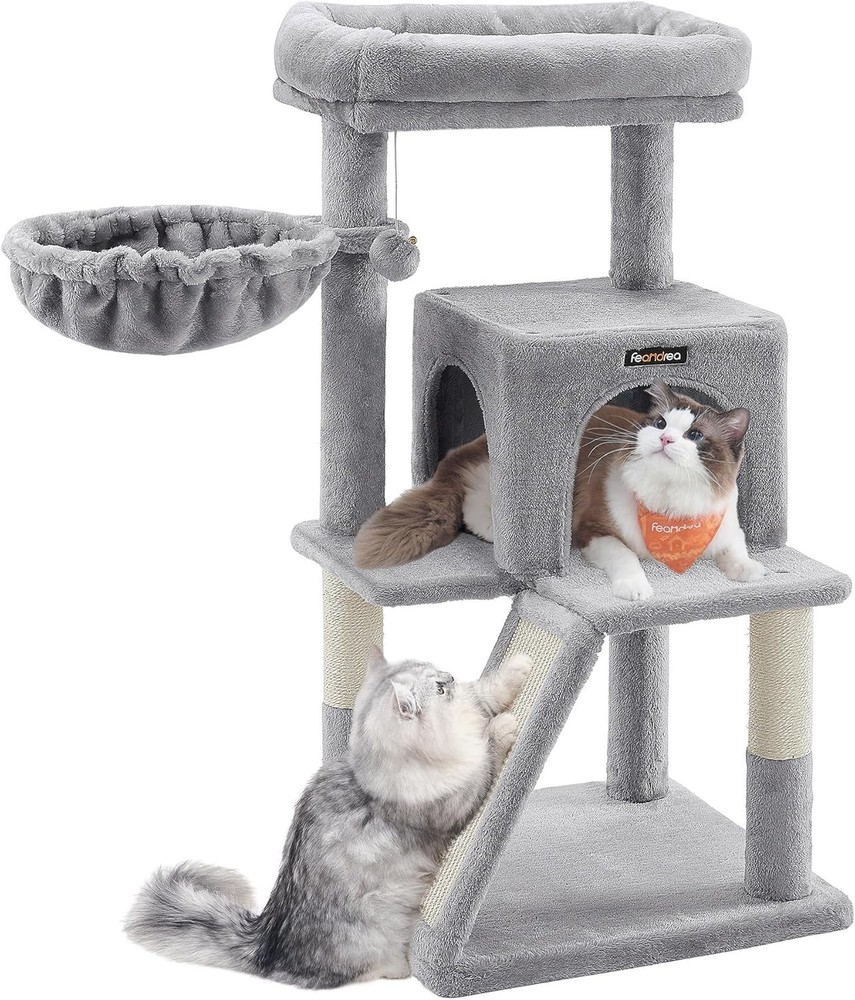 Cat Tree, 37.8-Inch Cat Tower, Multi-Level Condo with Widened Perch, Scratchi...