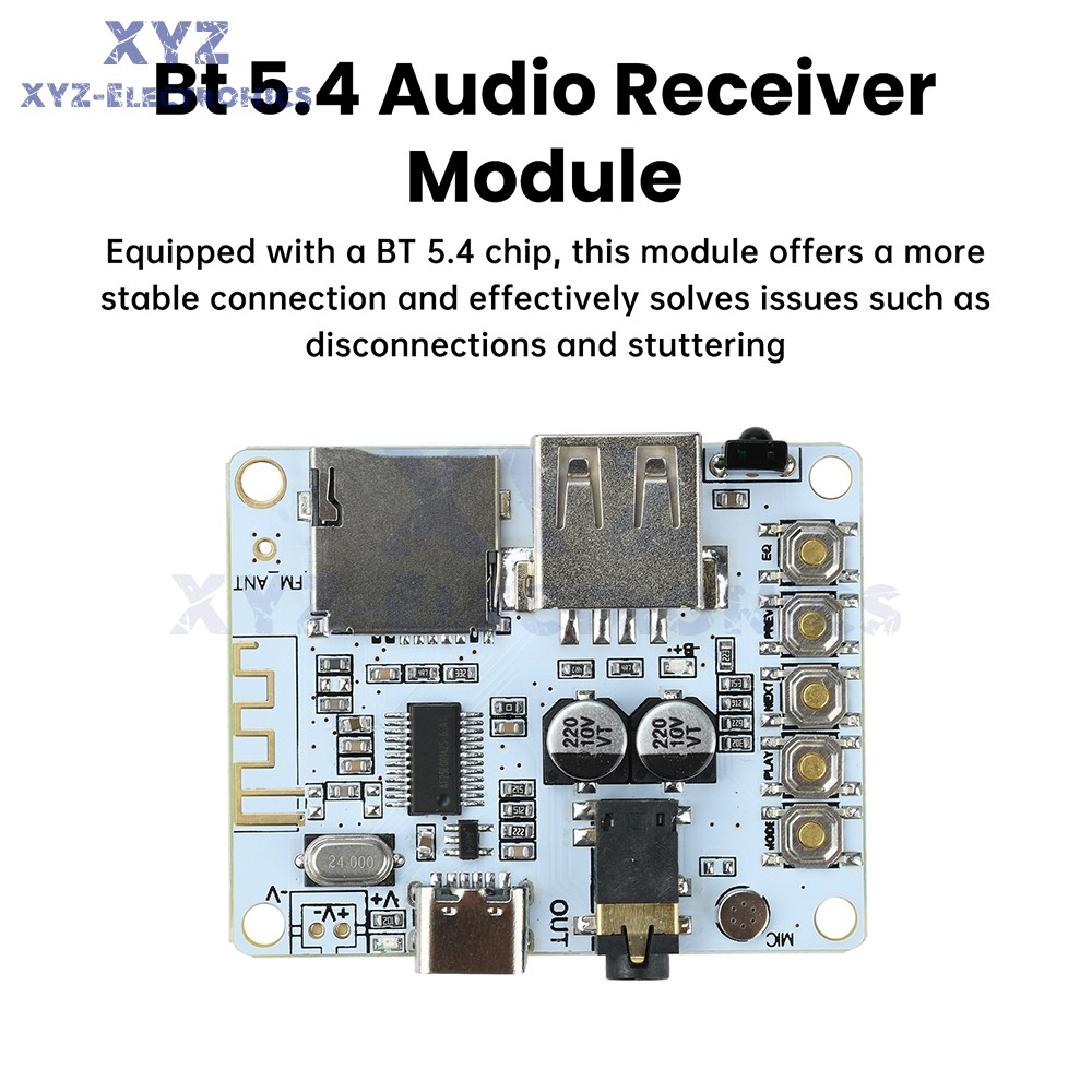 Bluetooth 5.4 Audio Receiver Board MP3 Lossless Decoder Decoding Module Type-C