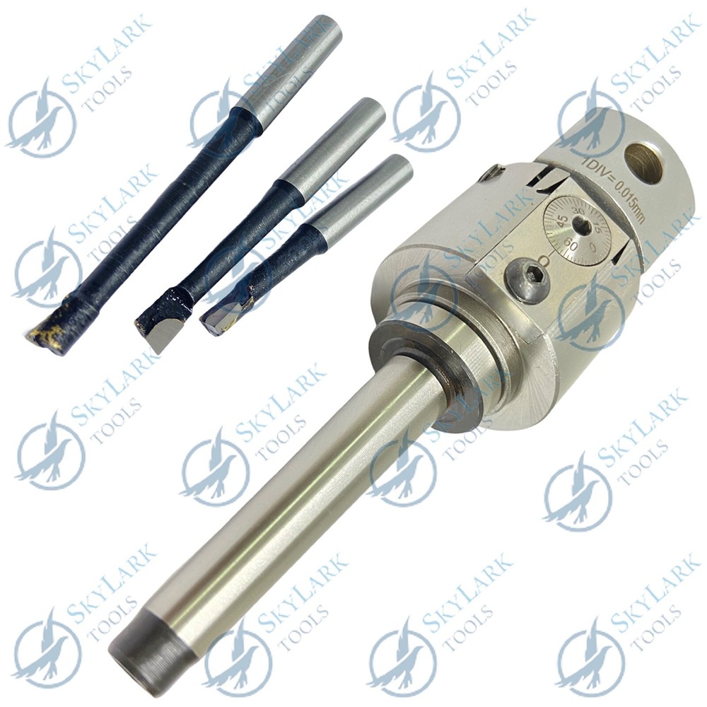 1.5'' ADJUSTABLE BORING HEAD WITH MT1 SHANK & CARBIDE BORING BARS 3PCS