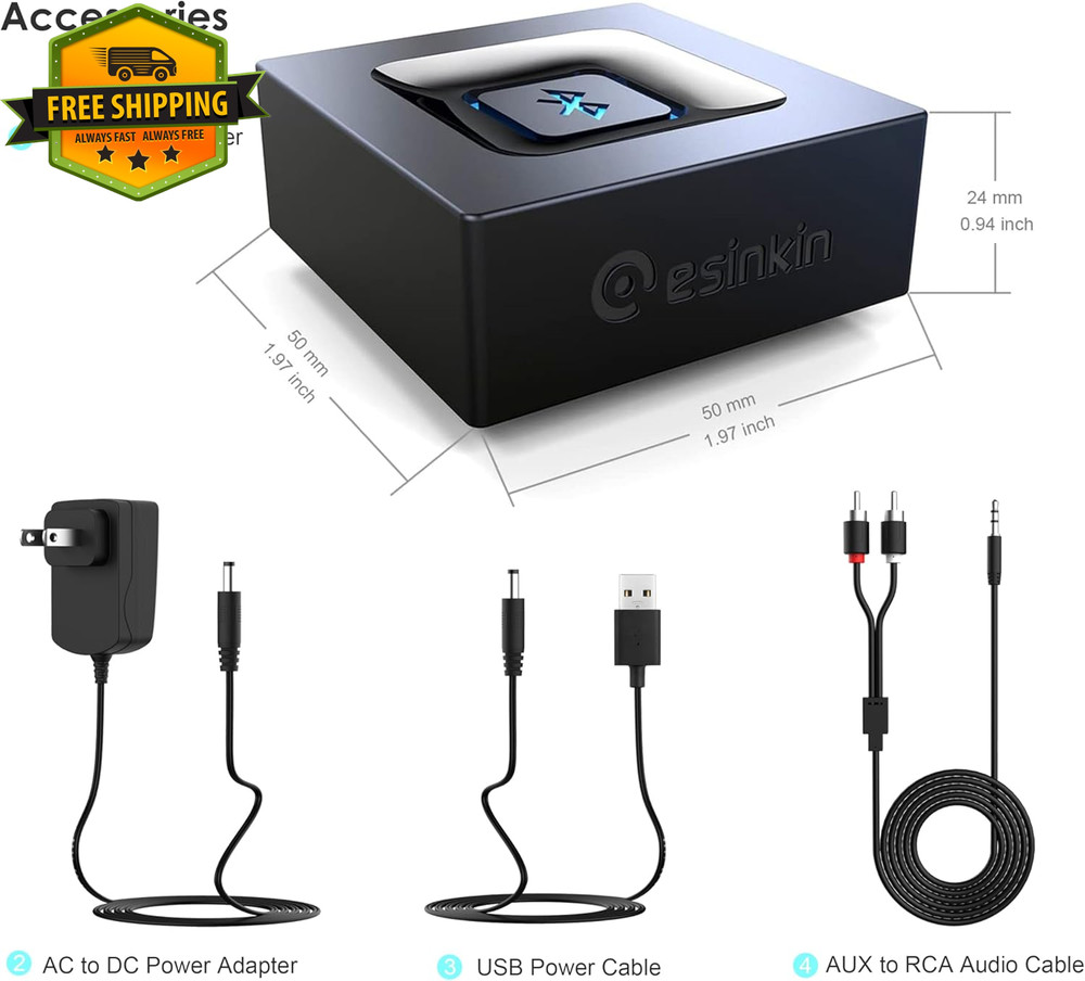 Bluetooth Audio Adapter Wireless Music Receiver for Home Stereo System