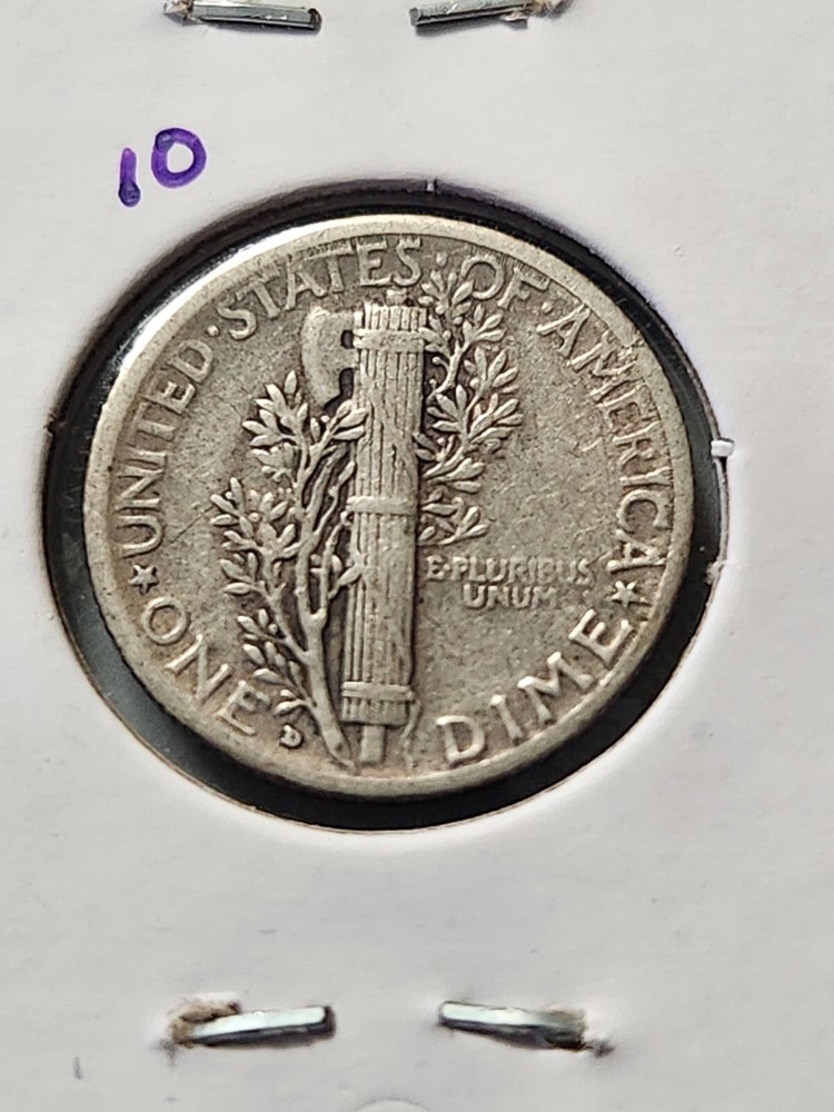 1931-D Silver Mercury dime VF+