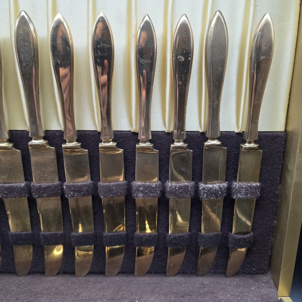 Dirilyte Regal Flatware Gold Dinnerware 93 Piece Vintage With Case Paperwork