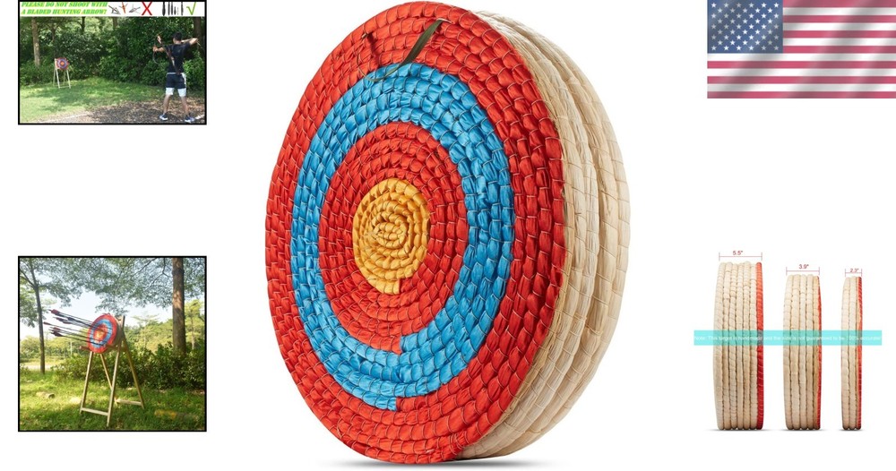 Professional Archery Target 20x20" 5-Layer Straw, Longbow Compound Ready
