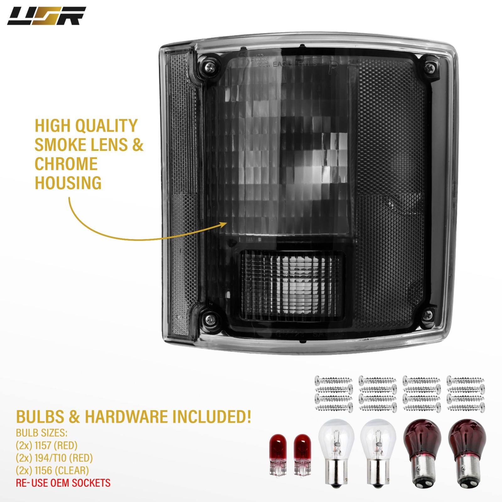 Smoke Tail Light w/ Bulb+Hardware L+R For 78-91 Chevy CK PickUp & Suburban / GMC