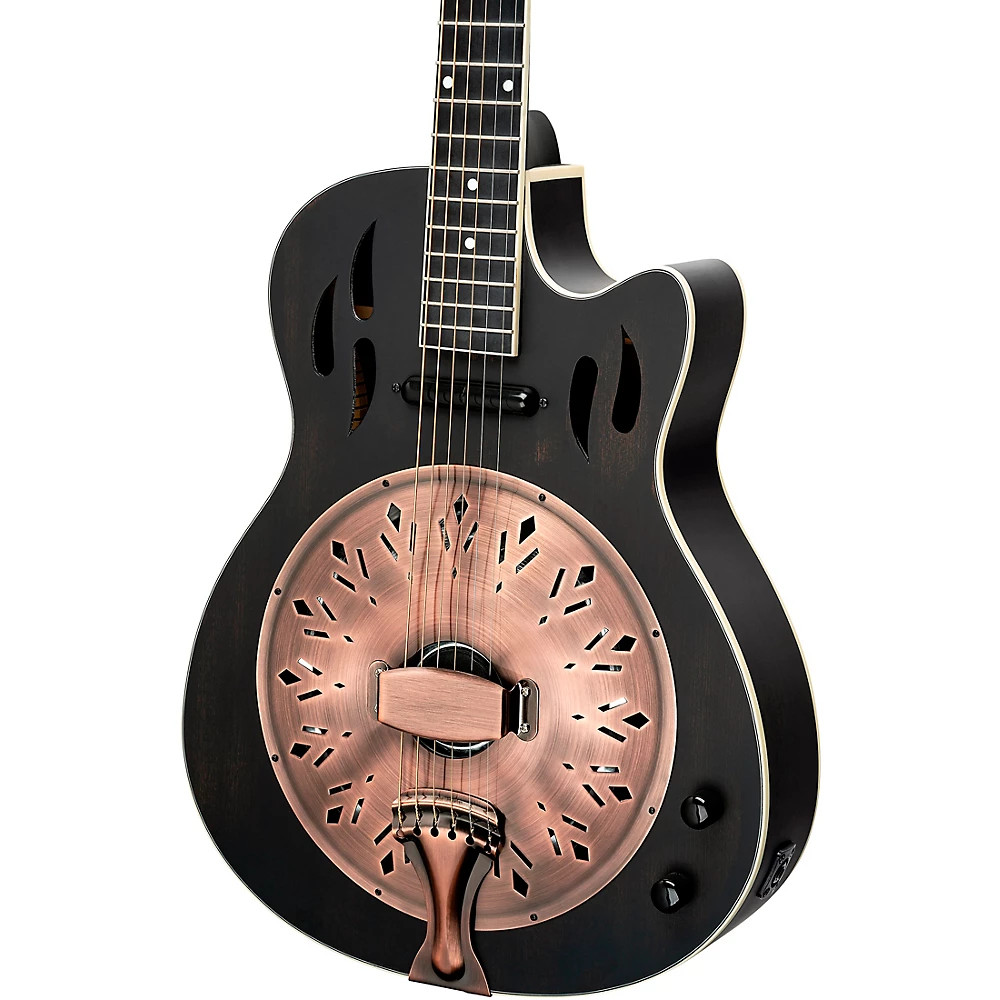 Ortega RRG40CE-DBK Concert Cutaway Acoustic-Electric Resonator Guitar Black