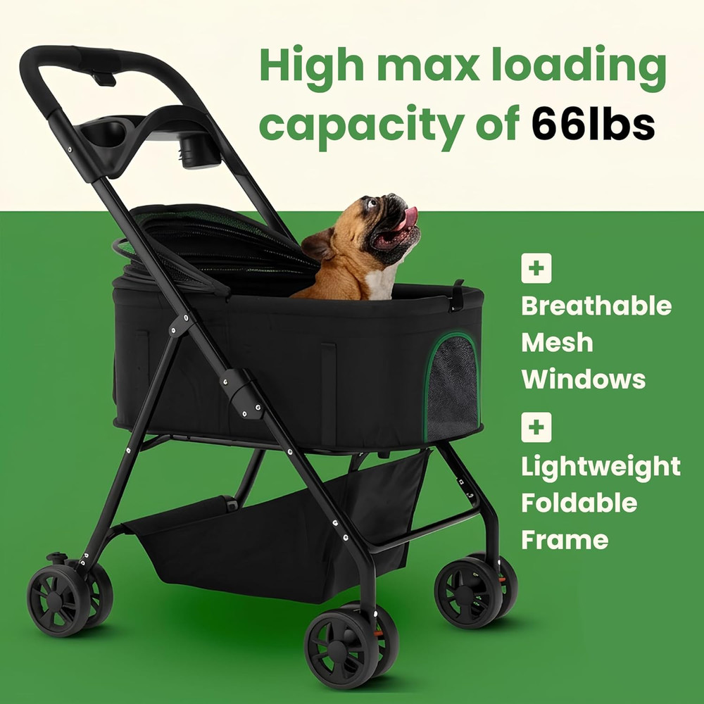 Pet Stroller 3 in 1 Foldable Dog Stroller, Cat Strollers, Foldable Pet Strollers