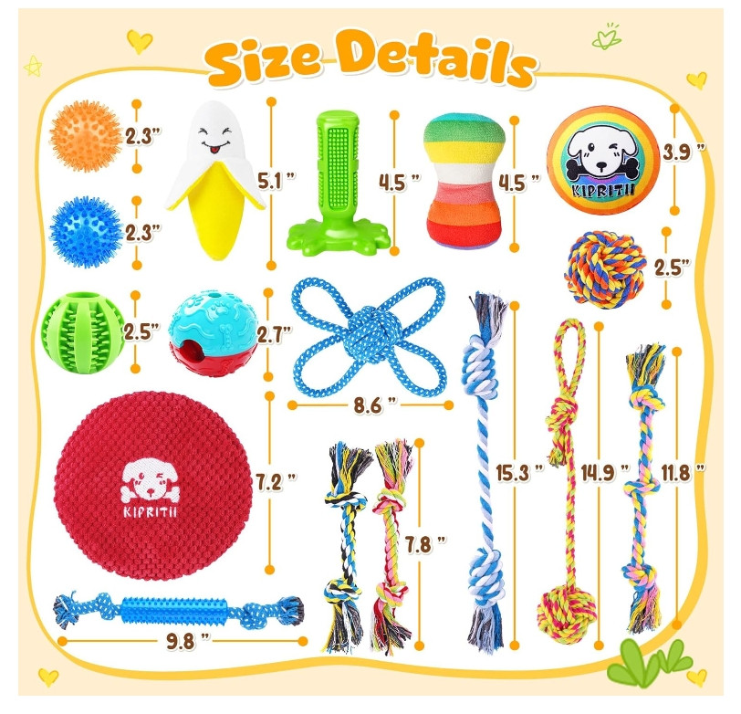 25 Pack Various Puppy Dog Toys for Teething, Entertainment & Interaction, Puppy