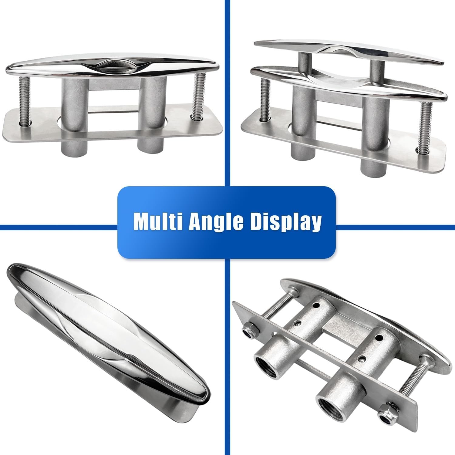 Boat Cleat 8" Pull Up Deck Cleat Flush Mount 316 Stainless Steel Cleat Marine