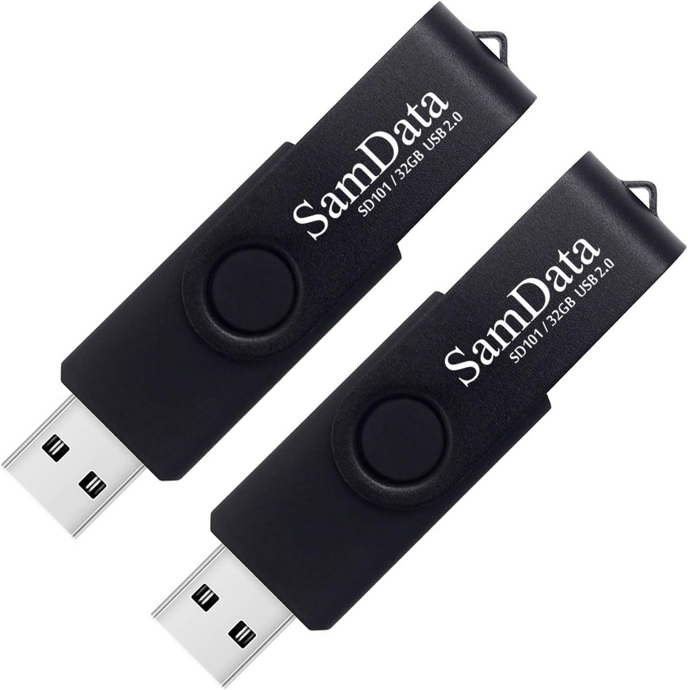 32GB USB Flash Drive 2 Pack with LED Light (Black)