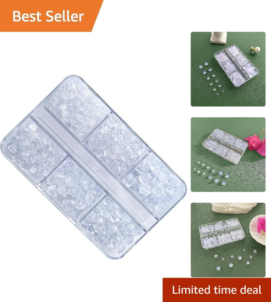 6 Assorted Clear Silicone Earring Backs - Hypoallergenic & Secure Clutch Design