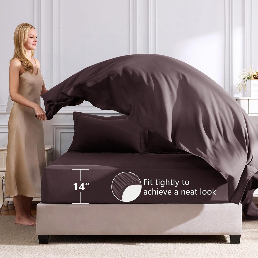 CozyLux Queen Comforter Set 7pc Cocoa Powder