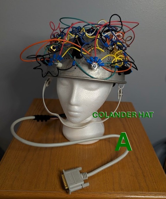 Fan-made Ghostbusters -like Colander Aura Hat