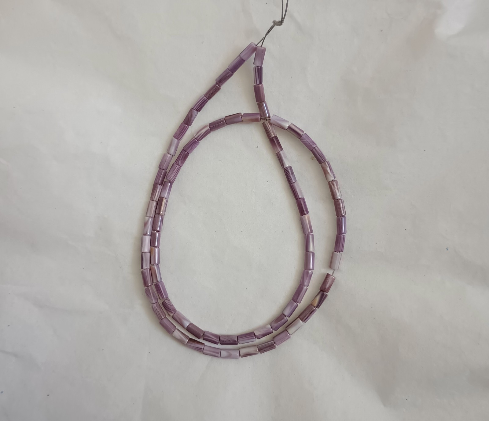 WAMPUM QUAHOG SHELL 2.5-3x5MM PETITE TUBE BEADS - ONE (1) 15.75" Strand - 5524E