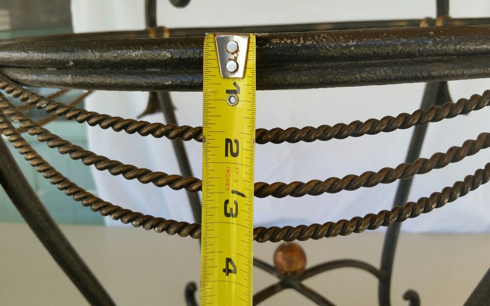 VTG Circular Solid Iron-Ornamental Accent Table☆Gilt Rope &Tassel☆Scroll Design